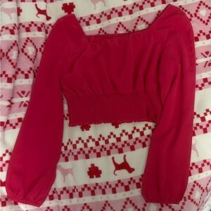 Pink Long Sleeve Crop Top